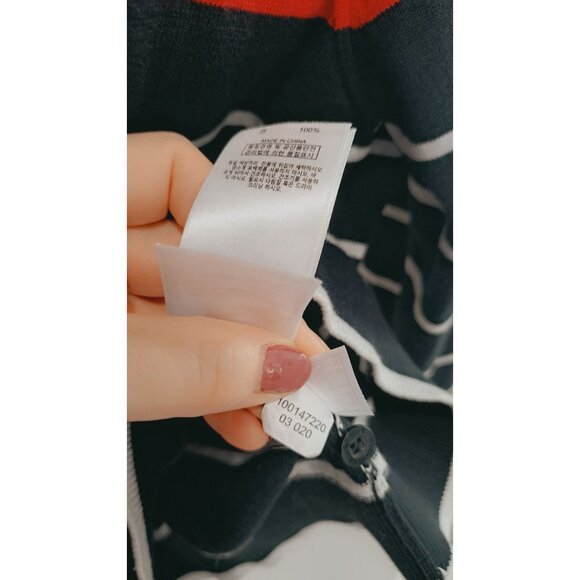 Brooks Brothers Cardigan Sweater Womens Black  Red Striped Cotton Med Minimalist - Picture 5 of 8